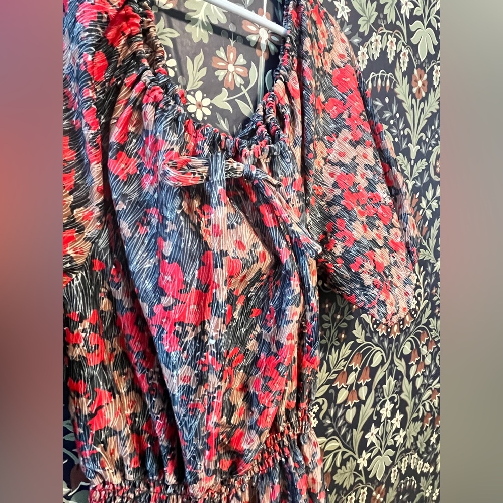 Floral Puff Sleeve Maxi Dress - Picture 2 of 7